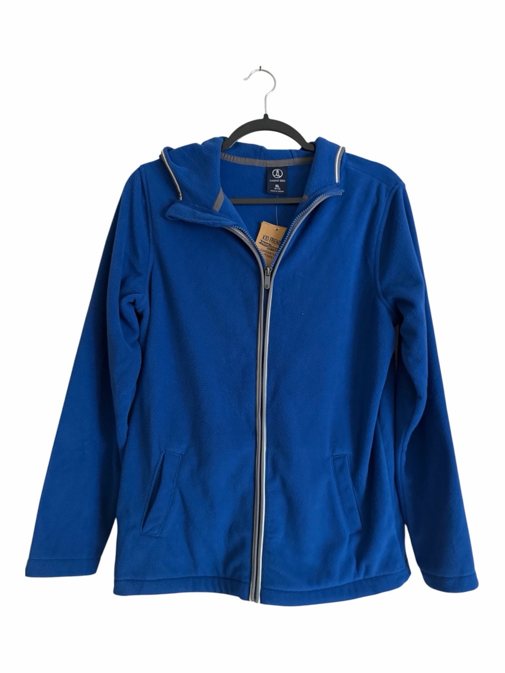 Lands' End Royal Blue Full-Zip Fleece Jacket with Hood